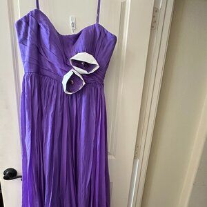 THEIA Couture Silk Chiffon Evening Gown w/ Floral Appliqué  Size 16  NWT ($795)